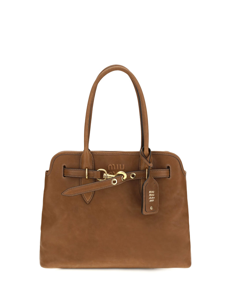 Miu Miu Calf Leather Shoulder Bag — Brown