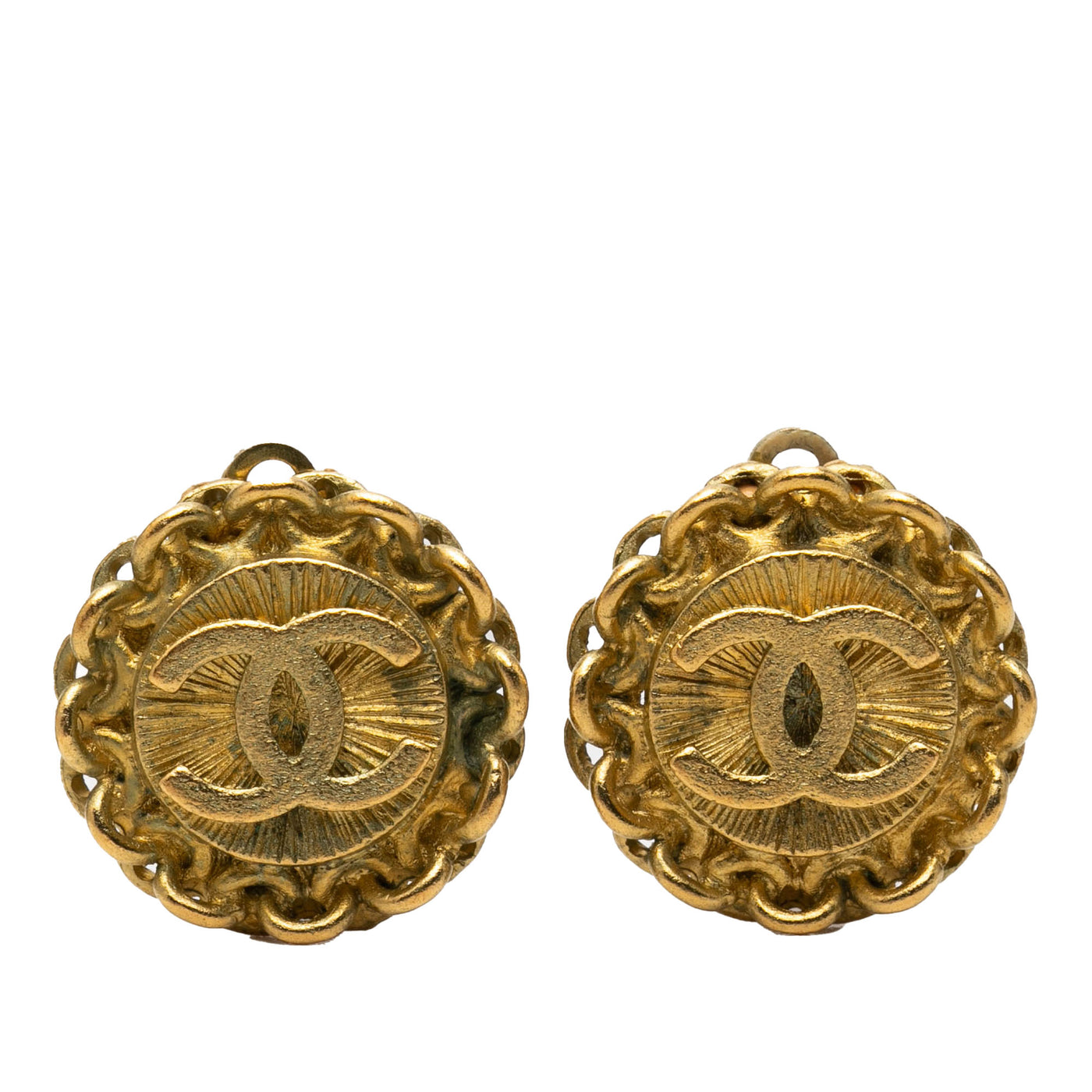 CC Gold Plated Round Clip On Earrings - Image 1