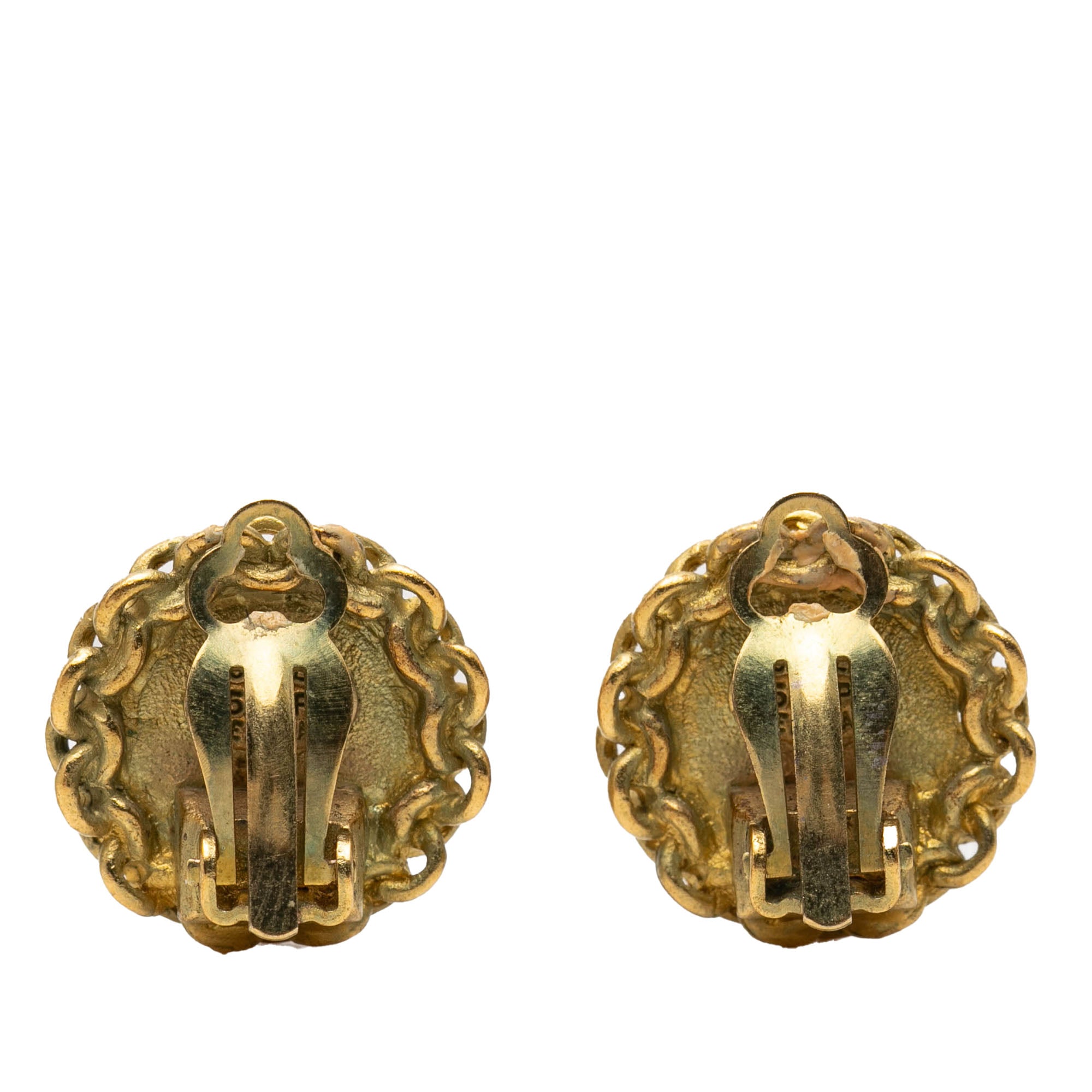 CC Gold Plated Round Clip On Earrings - Image 2