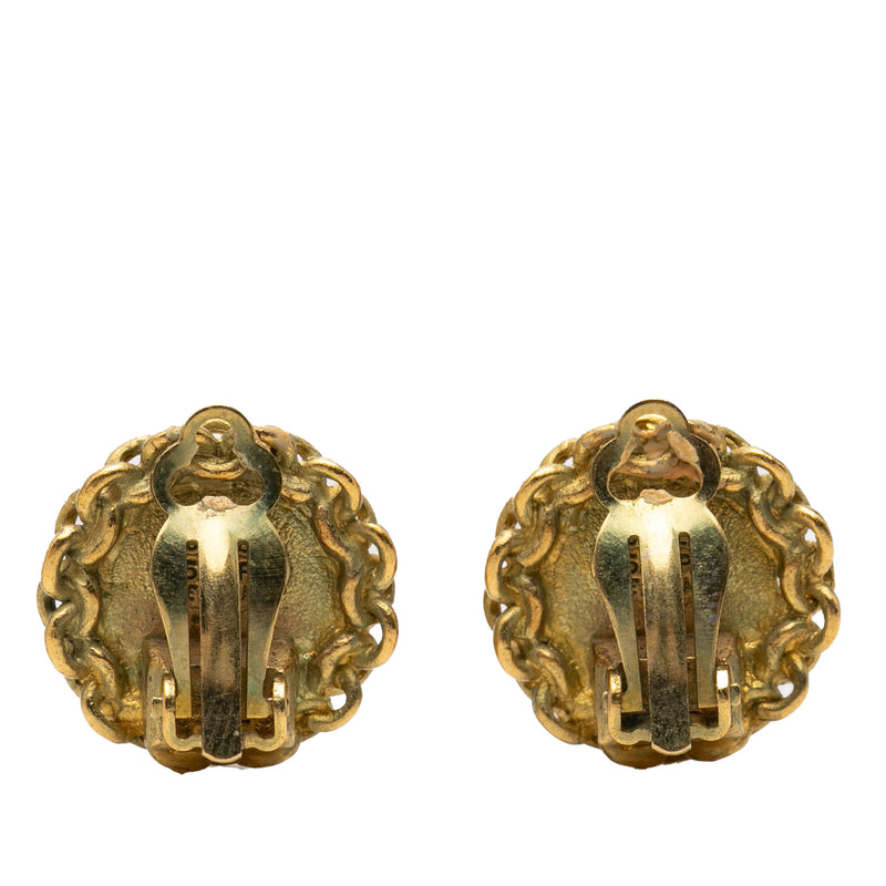 CC Gold Plated Round Clip On Earrings - Image 2