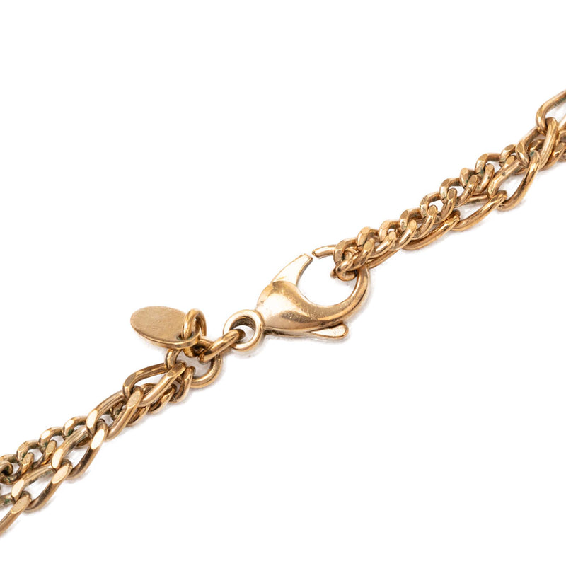 CC Gold Plated Textured Pendant Double Chain Necklace - Image 3