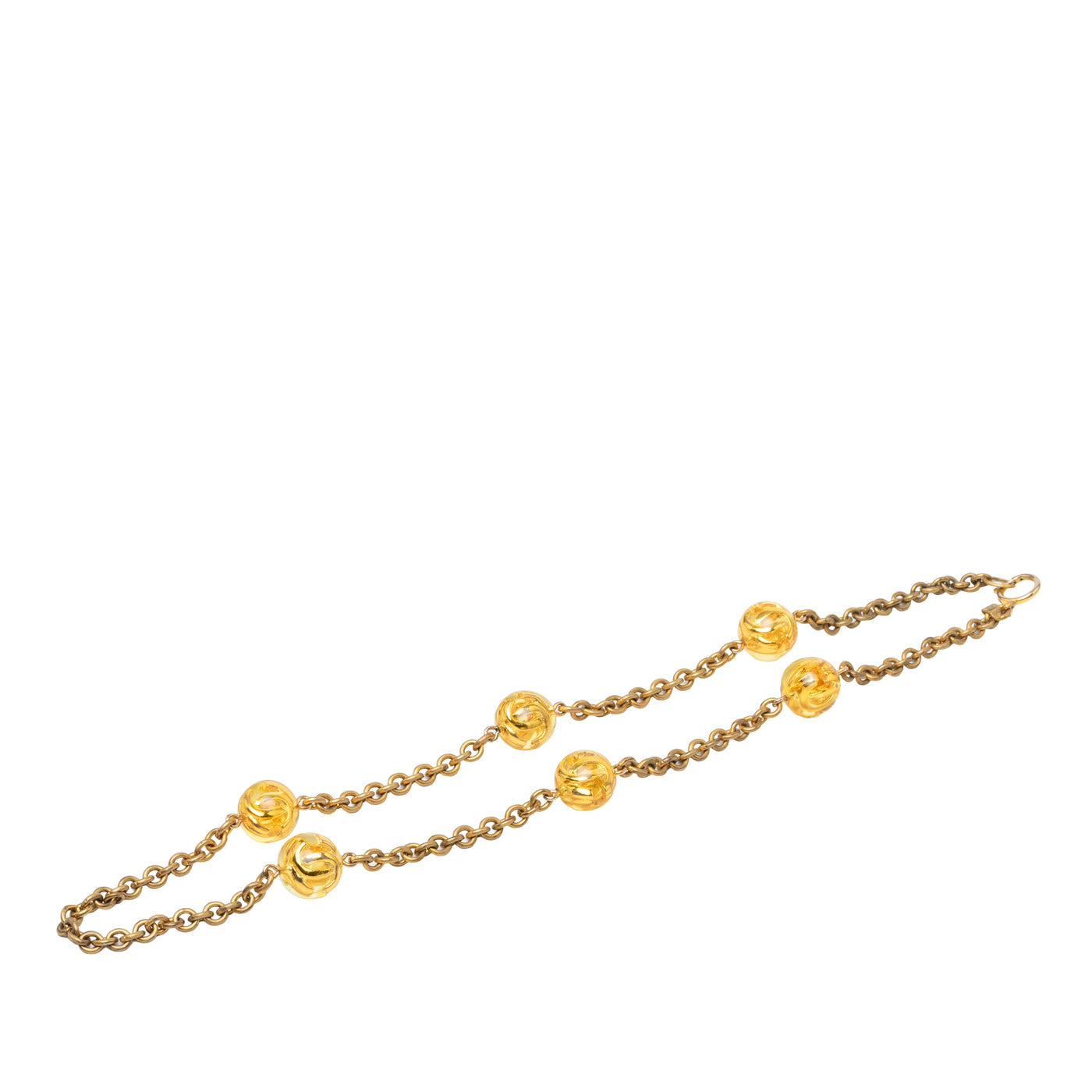CC Gold Plated Resin Lucite Ball Station Long Necklace - Image 1