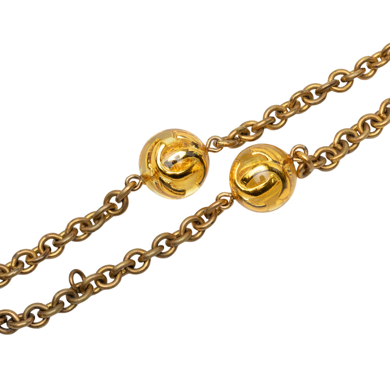 CC Gold Plated Resin Lucite Ball Station Long Necklace - Image 2