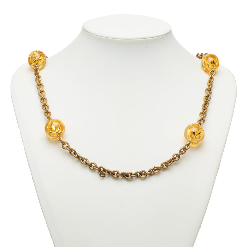 CC Gold Plated Resin Lucite Ball Station Long Necklace - Image 5