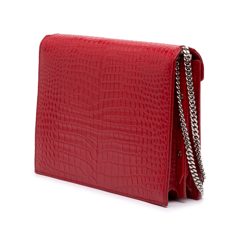 Croc Embossed Leather Monogram Cassandra Clasp Bag - Image 2