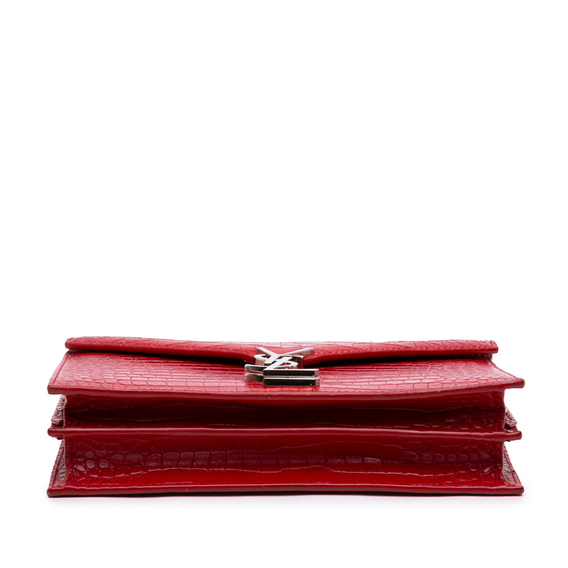 Croc Embossed Leather Monogram Cassandra Clasp Bag - Image 3