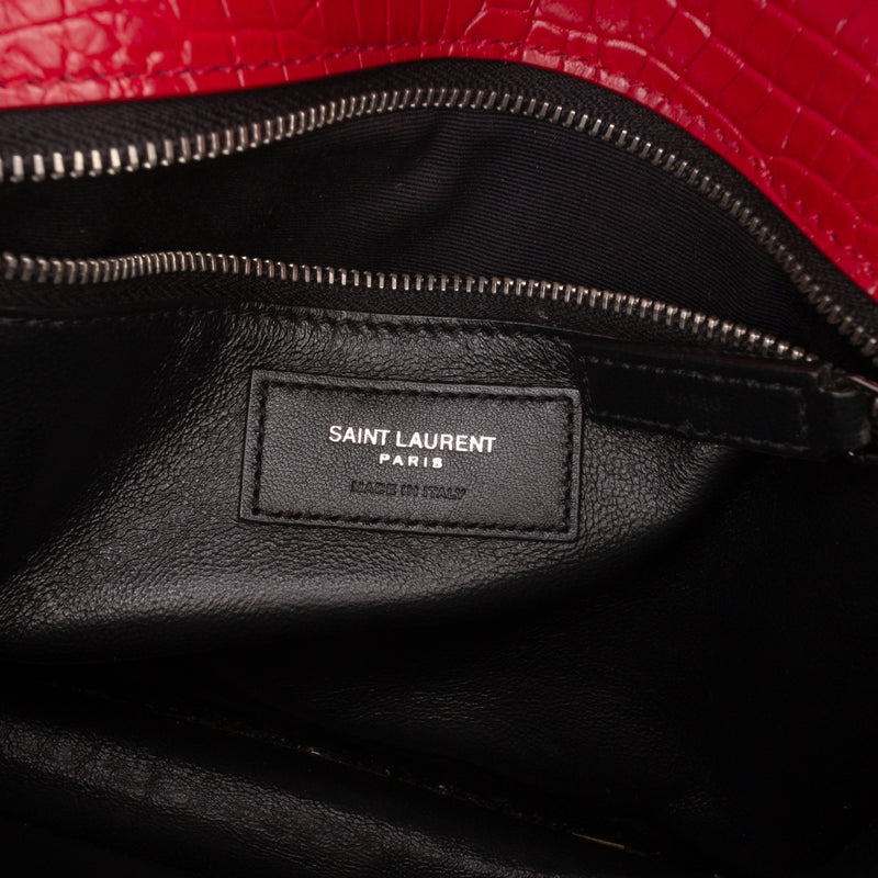 Croc Embossed Leather Monogram Cassandra Clasp Bag - Image 5