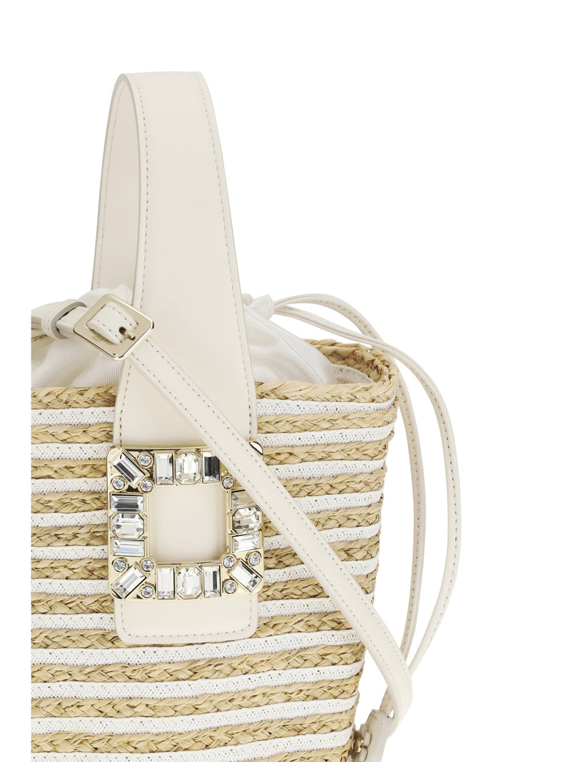 Roger Vivier Bucket Bag — Beige Raffia