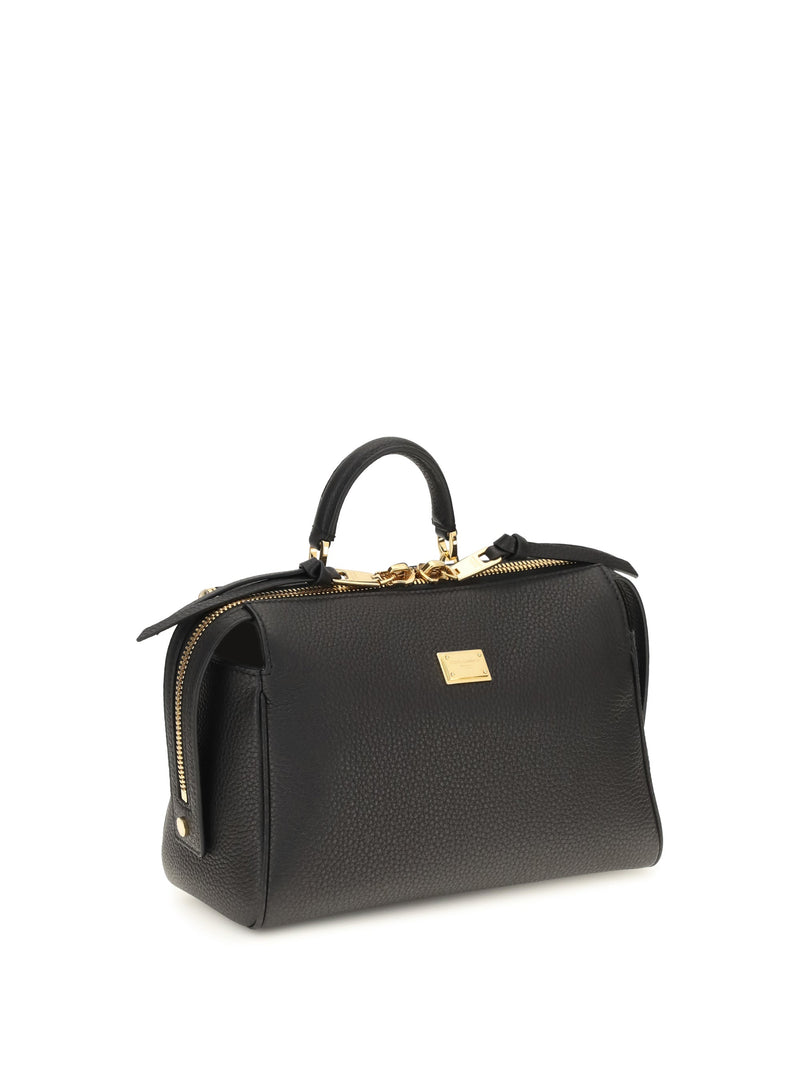 Dolce & Gabbana Calf Leather Top Handle Bag — Black Bos Taurus