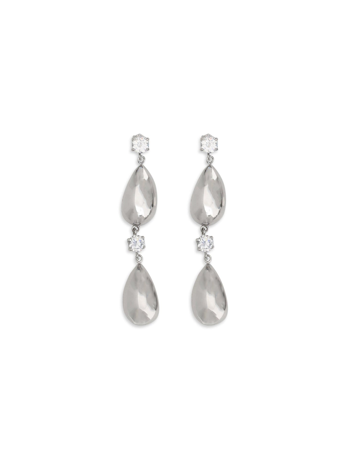 Magda Butrym Crystal-Accented Teardrop Earrings — Silver Rhodium-plated Metal