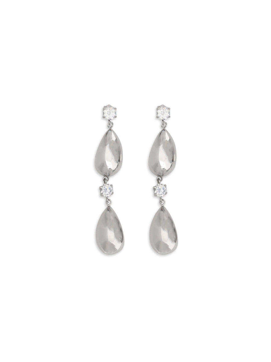 Magda Butrym Crystal-Accented Teardrop Earrings — Silver Rhodium-plated Metal