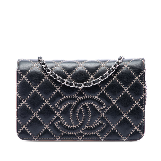 Stitched CC Quilted Calfskin Wallet on Chain - Image 1