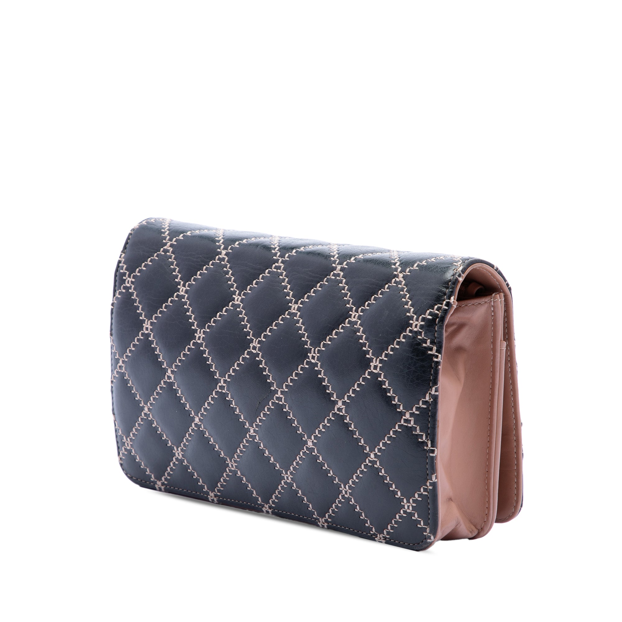 Stitched CC Quilted Calfskin Wallet on Chain - Image 2