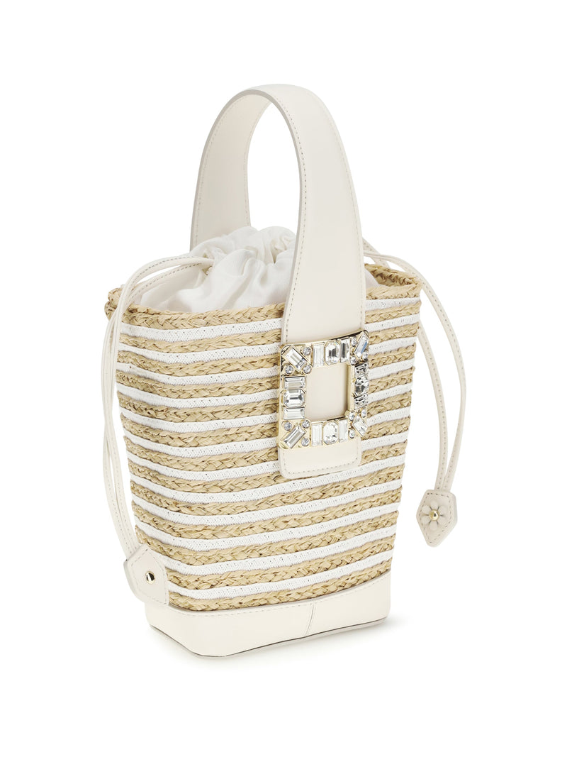 Roger Vivier Bucket Bag — Beige Raffia