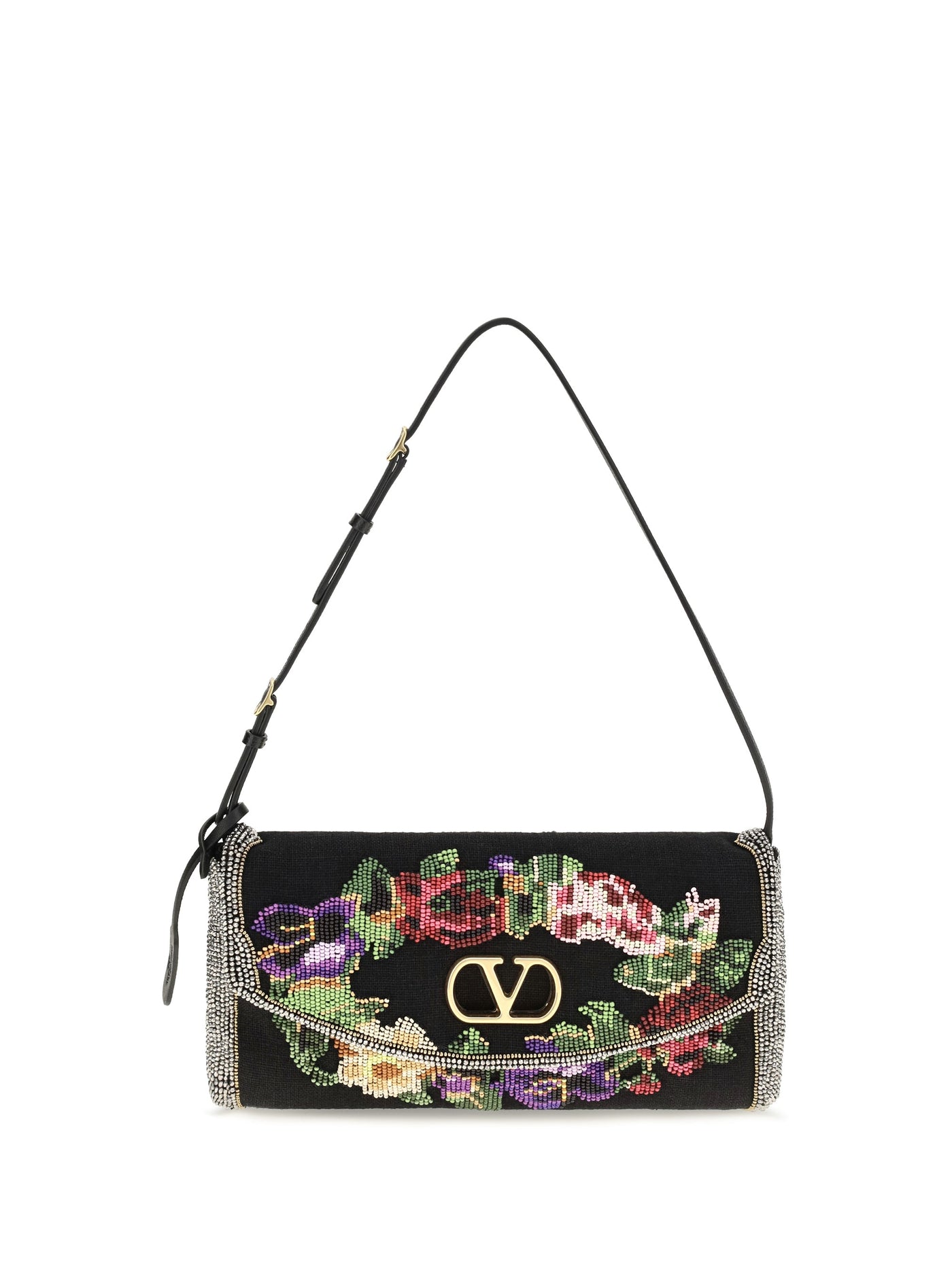 Valentino Garavani Devain Shoulder Bag — Black Silk Satin