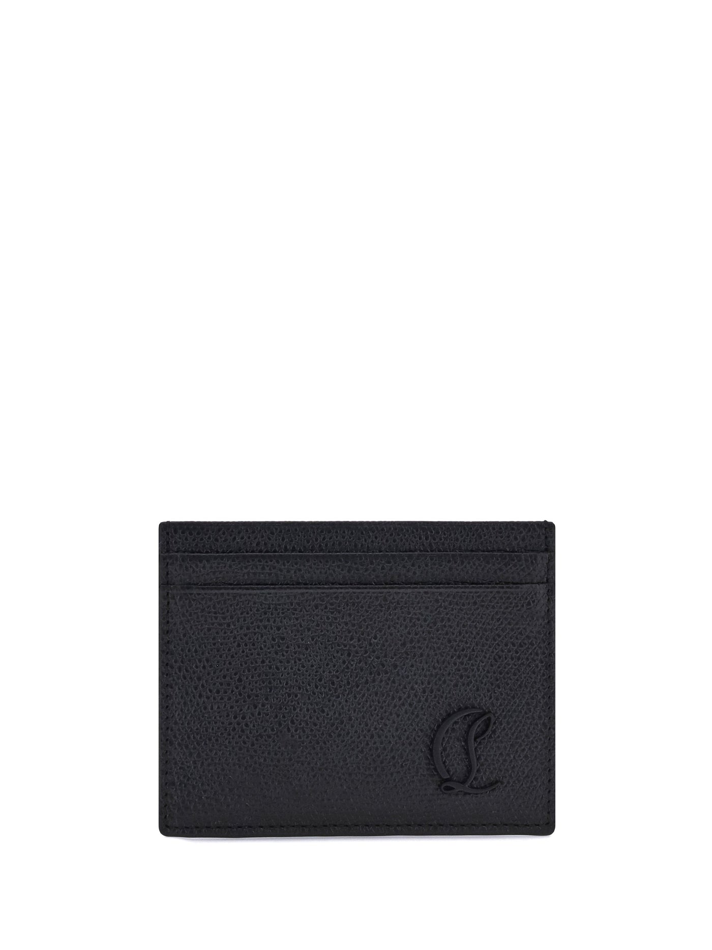 Christian Louboutin Logo-Embossed Calfskin Card Case — Black Calf Leather Bos Taurus Cases