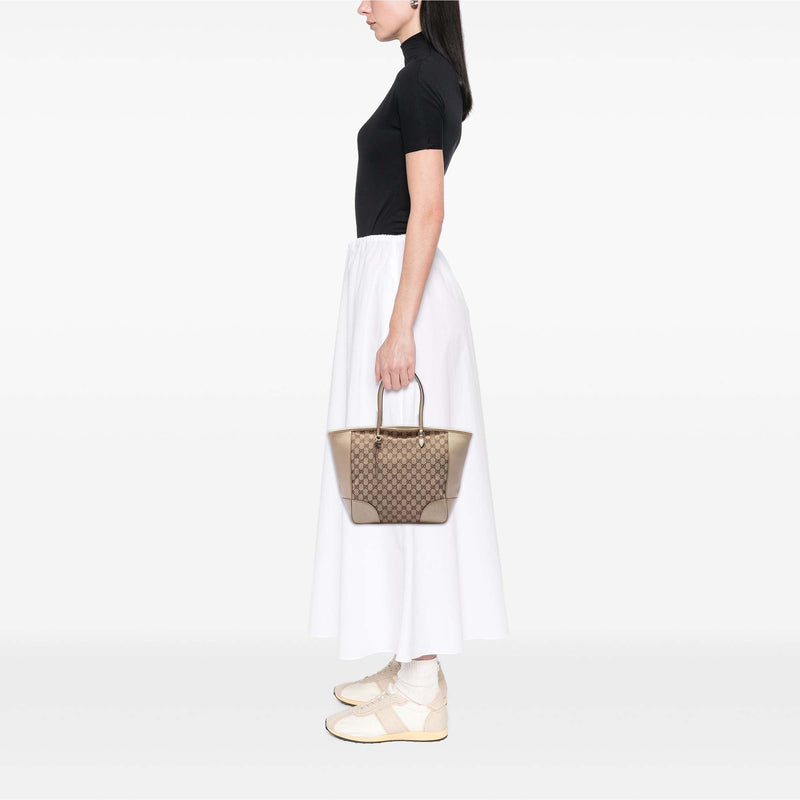 GG Canvas and Metallic Calfskin Bree Tote - Image 6