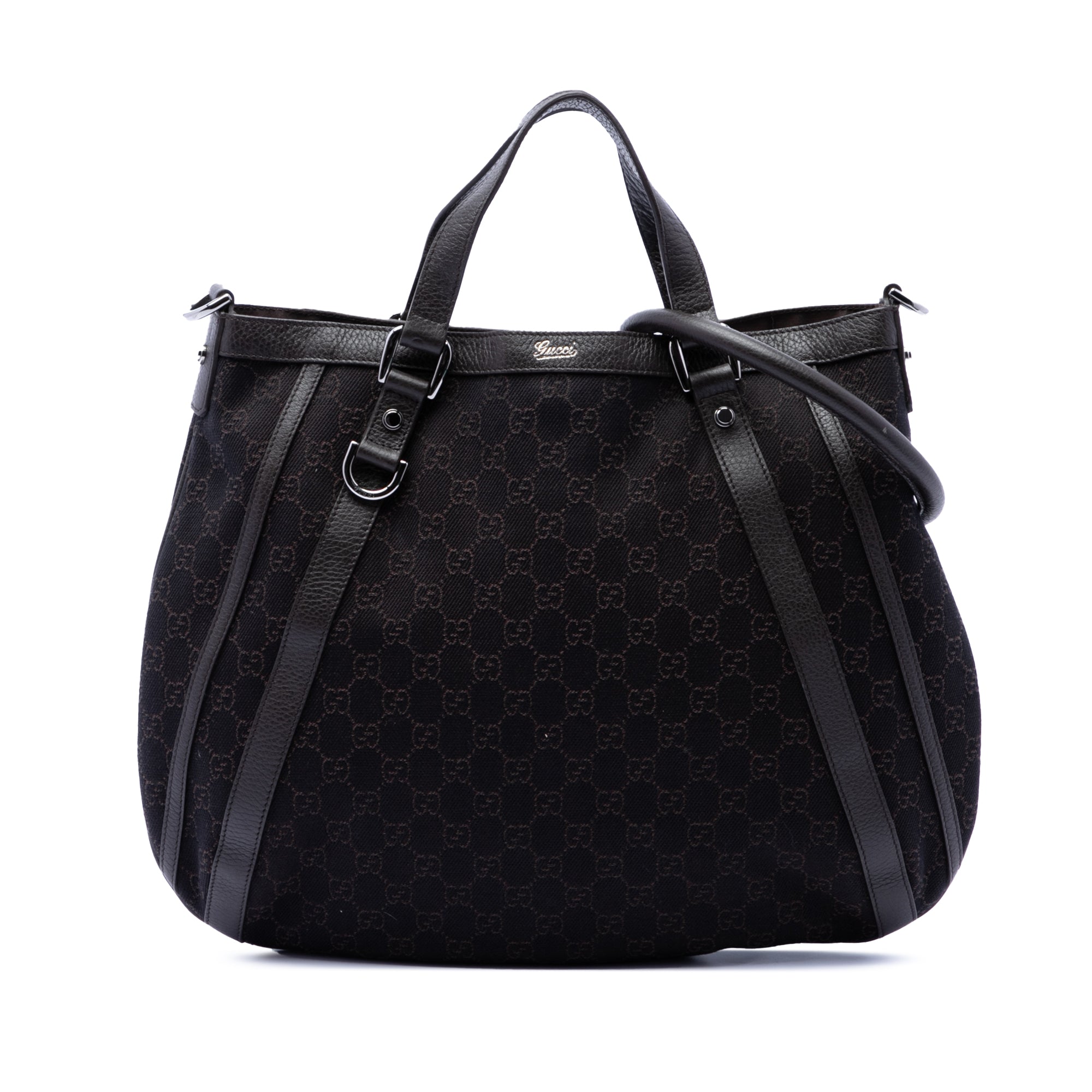 GG Denim Abbey D Ring Satchel - Image 1