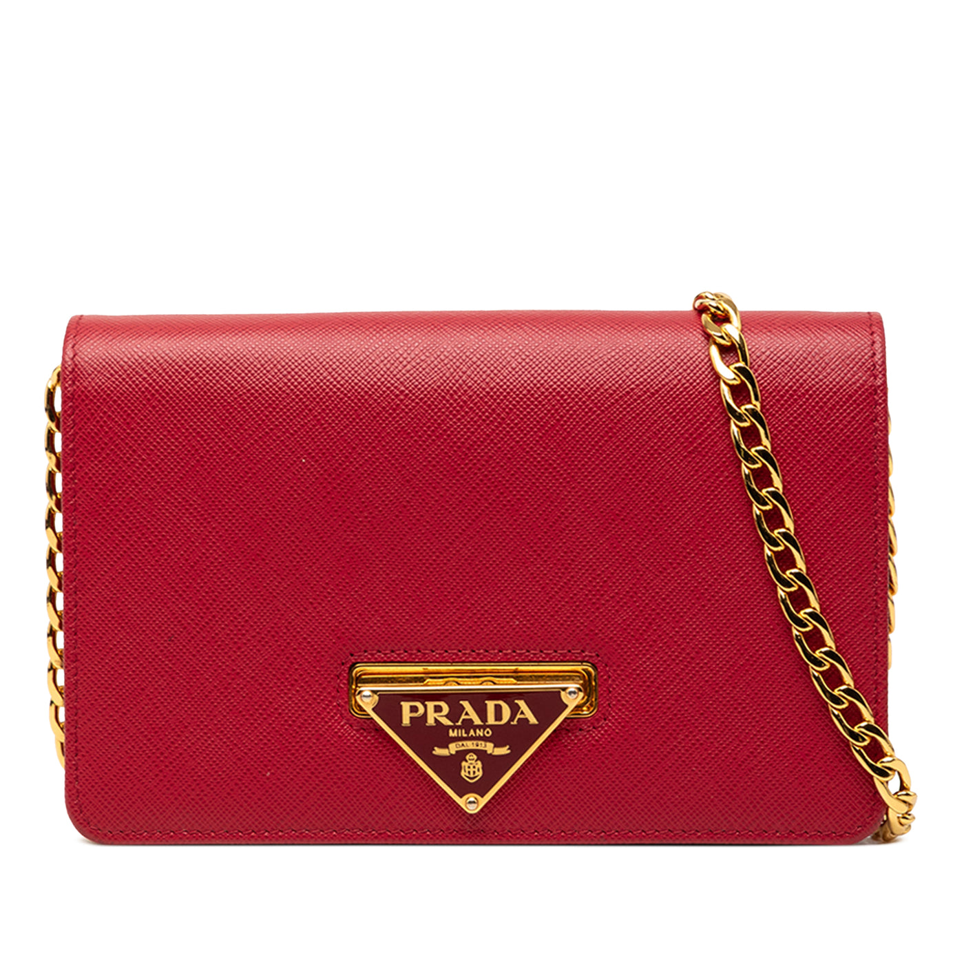 Saffiano Lux Flip Lock Wallet on Chain - Image 1