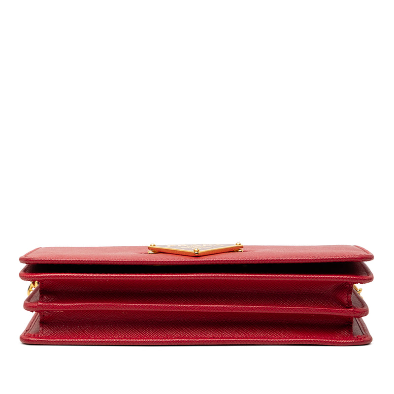 Saffiano Lux Flip Lock Wallet on Chain - Image 3
