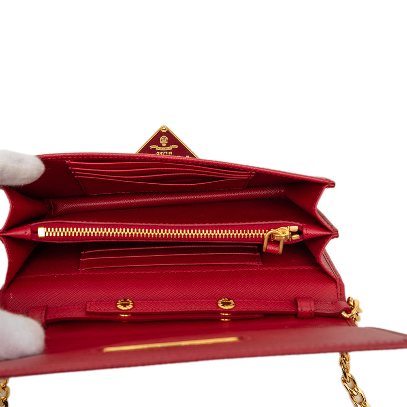 Saffiano Lux Flip Lock Wallet on Chain - Image 4