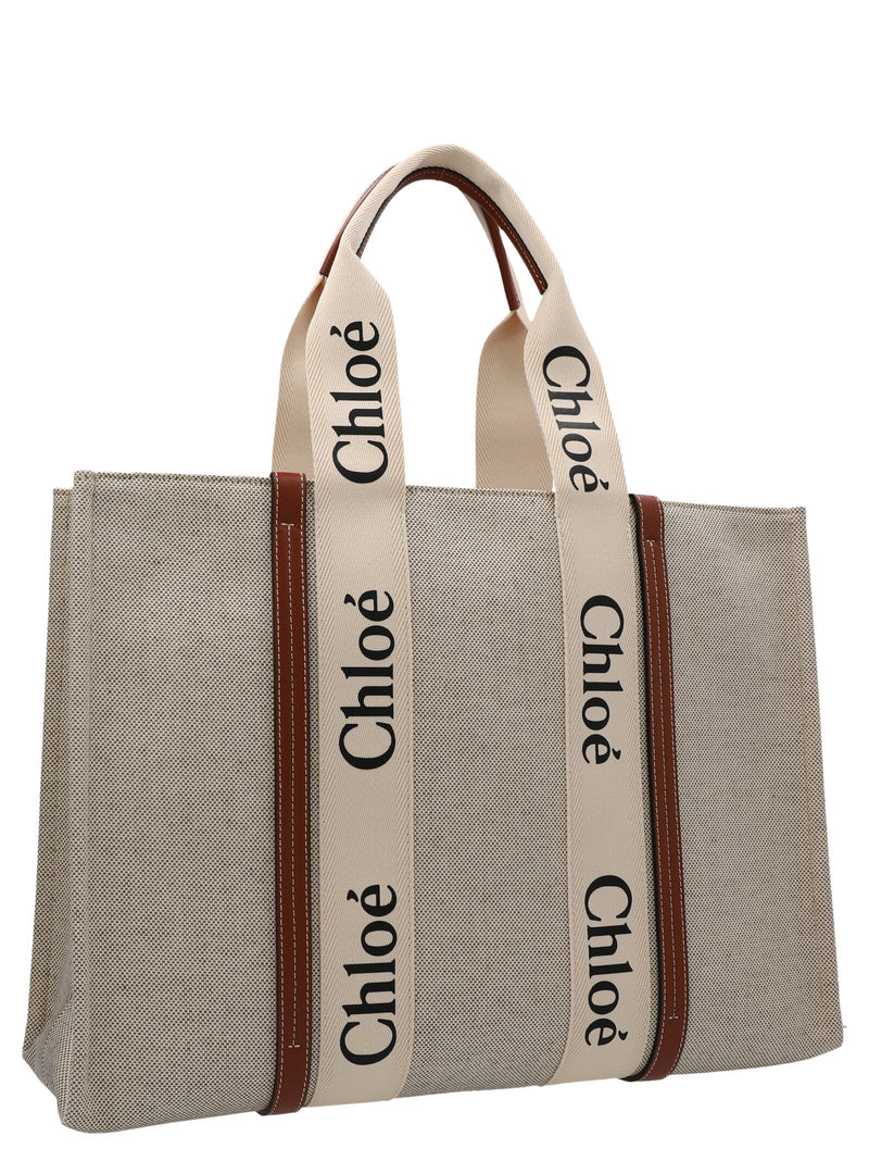 Chloé Woody Tote Bag — Beige