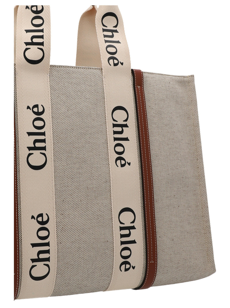 Chloé Woody Tote Bag — Beige