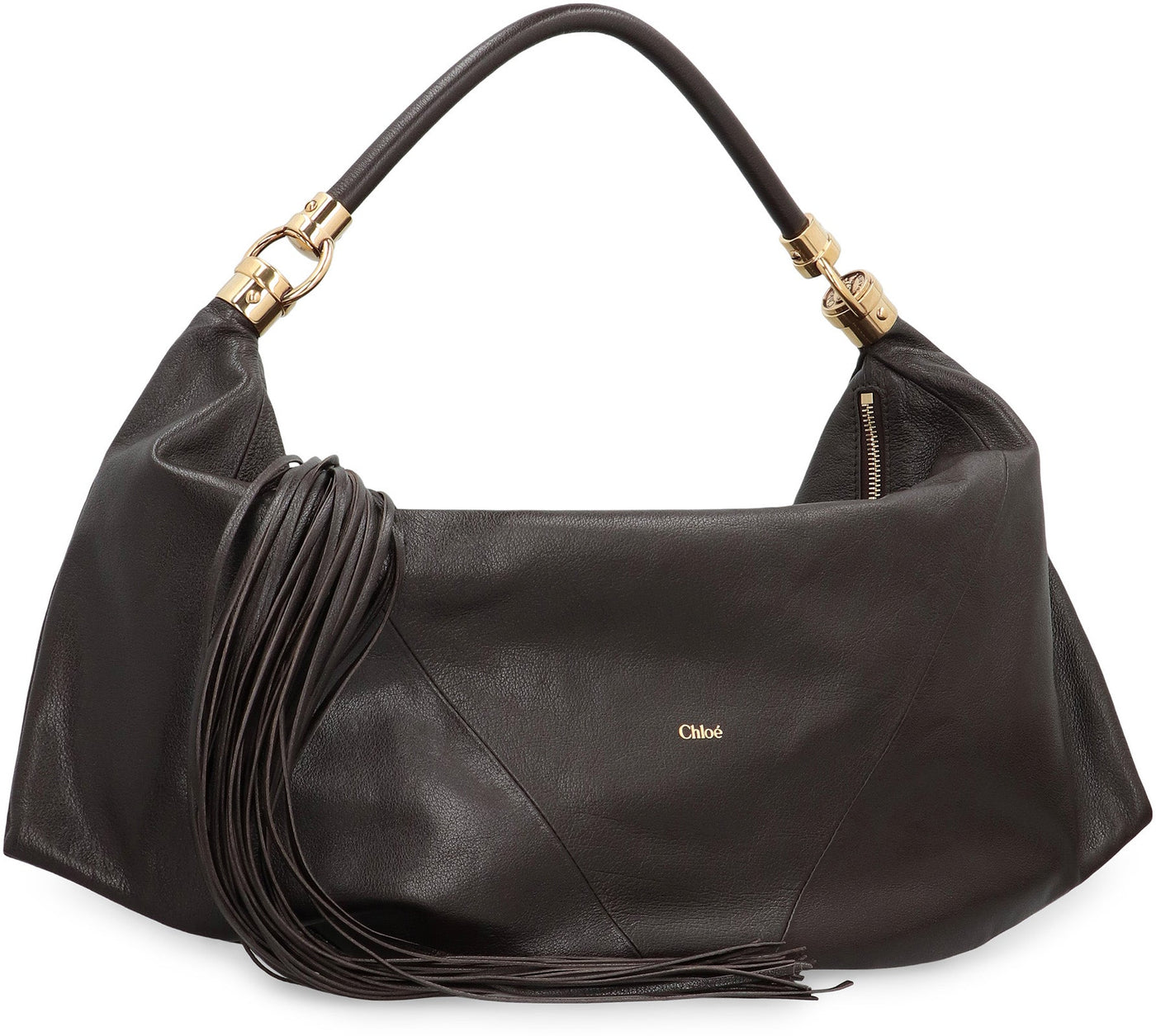 Chloé Carry Shoulder Bag — Brown Cotton