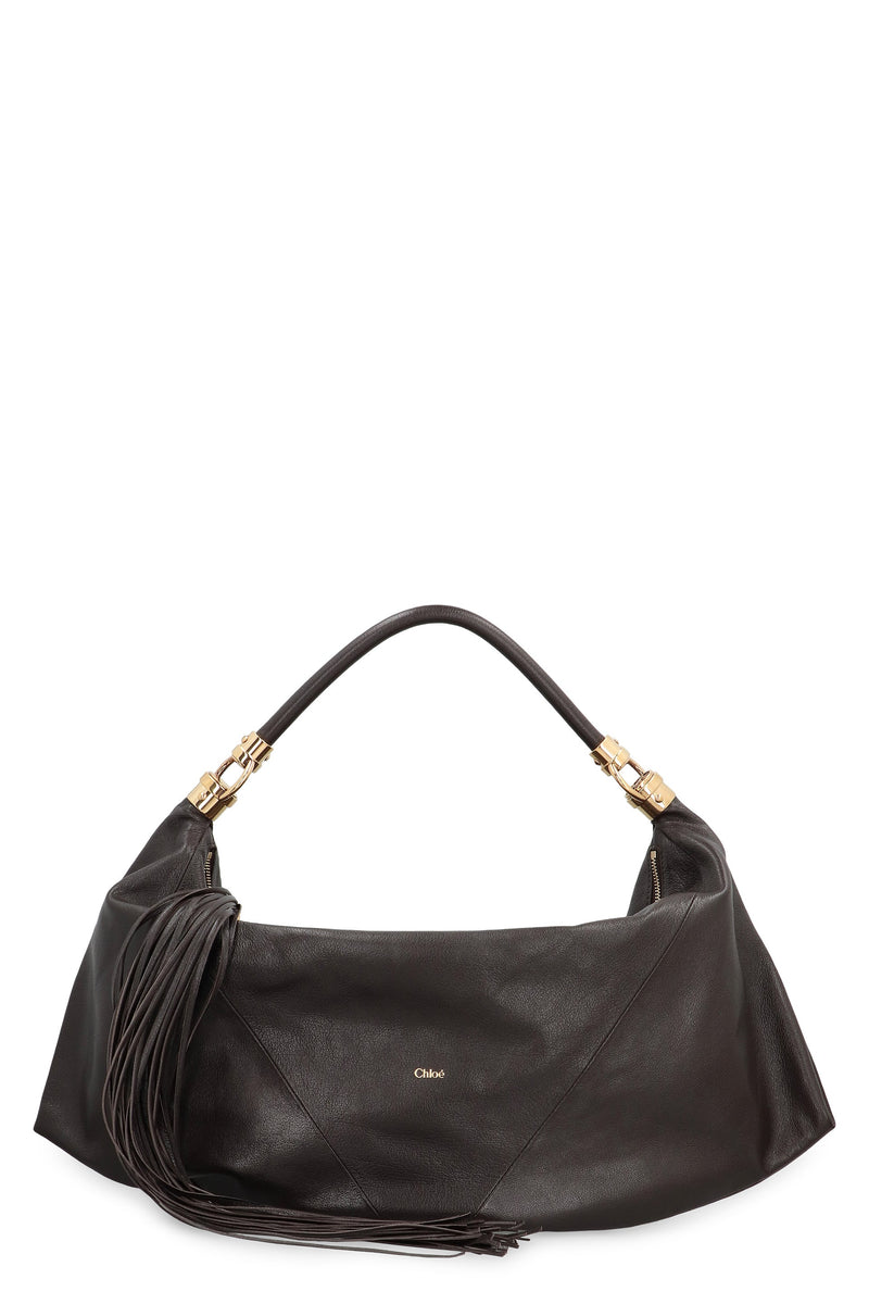 Chloé Carry Shoulder Bag — Brown Cotton