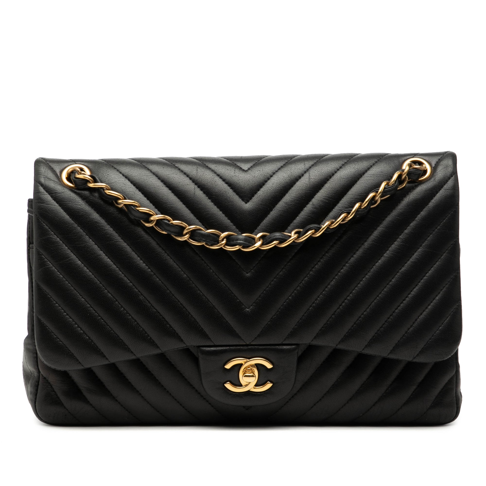 Jumbo Classic Chevron Lambskin Double Flap - Image 1