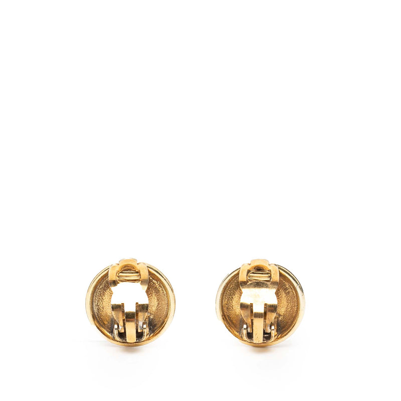 Gold Plated CC Button Clip on Earrings - Image 2
