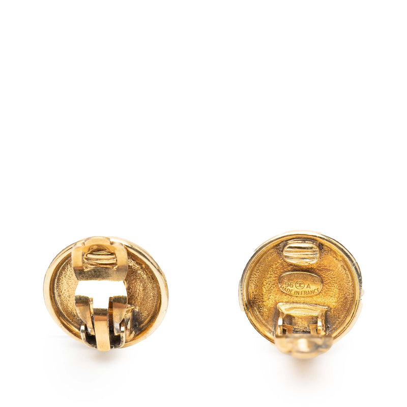 Gold Plated CC Button Clip on Earrings - Image 3