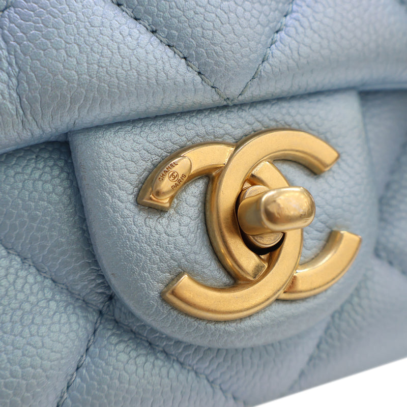 Mini Quilted Iridescent Caviar My Perfect Flap - Image 7