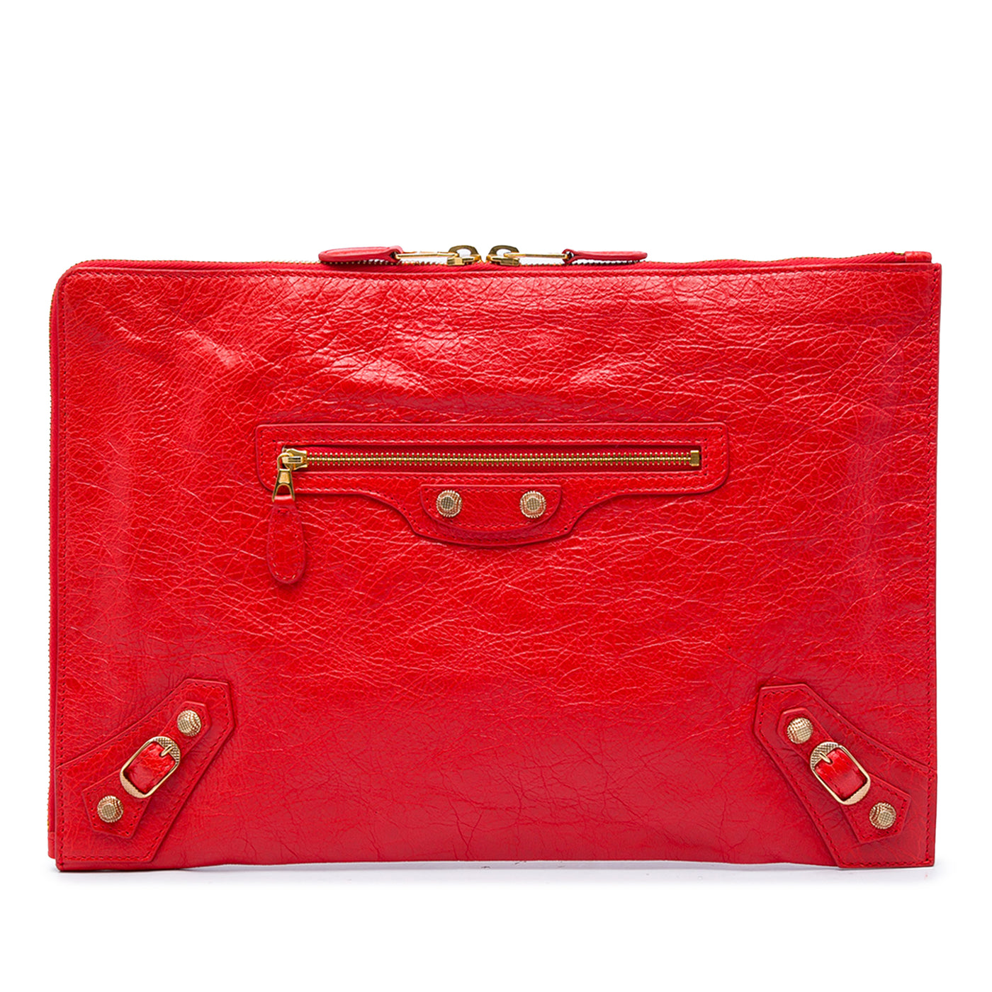Lambskin Motocross Giant 12 Zip Around Flat Clutch - Image 1