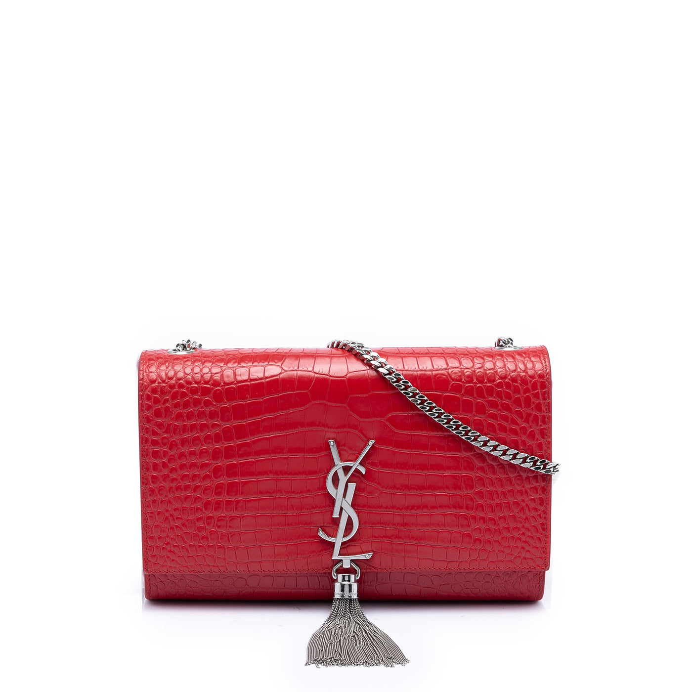 Medium Croc Embossed Leather Kate Tassel Crossbody - Image 1