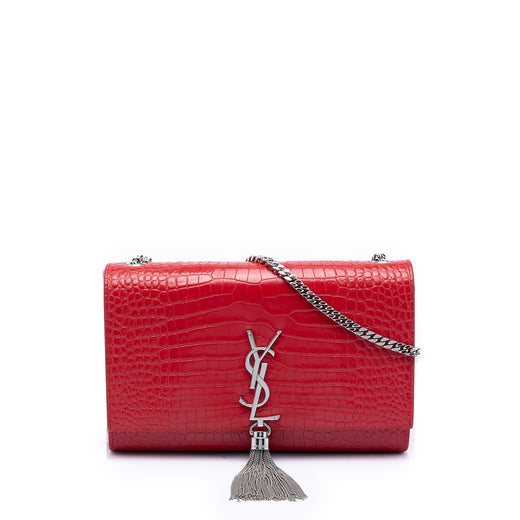 Medium Croc Embossed Leather Kate Tassel Crossbody - Image 1