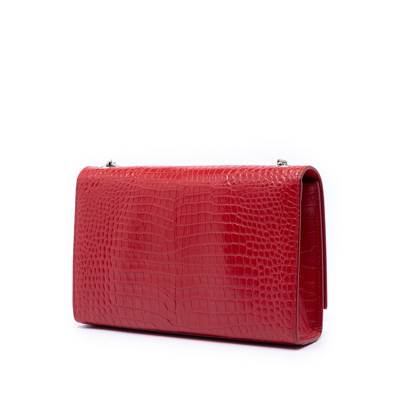 Medium Croc Embossed Leather Kate Tassel Crossbody - Image 2