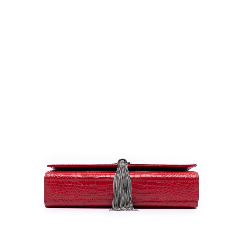 Medium Croc Embossed Leather Kate Tassel Crossbody - Image 3