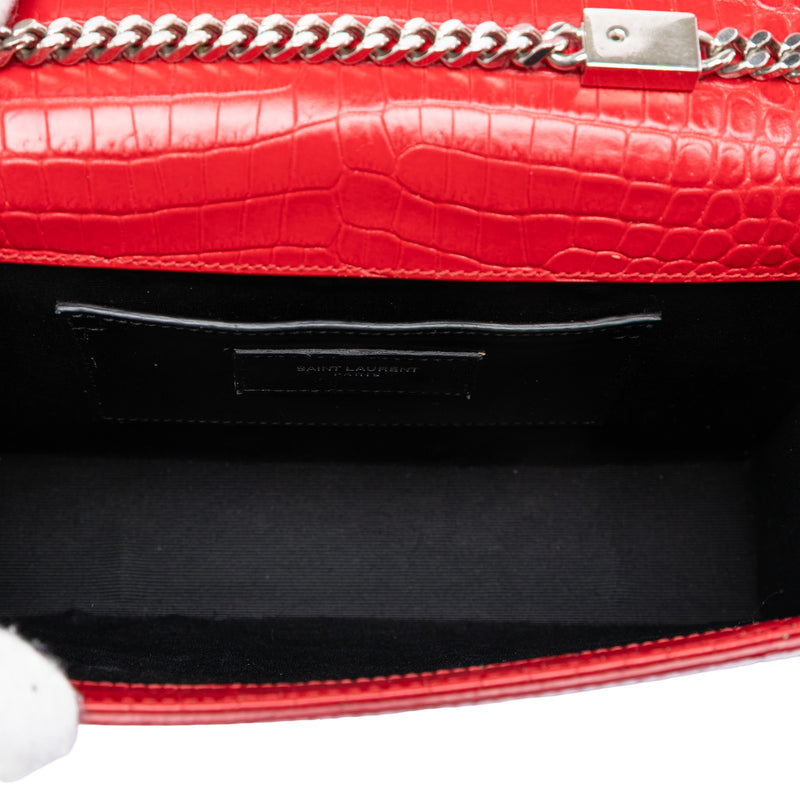 Medium Croc Embossed Leather Kate Tassel Crossbody - Image 4