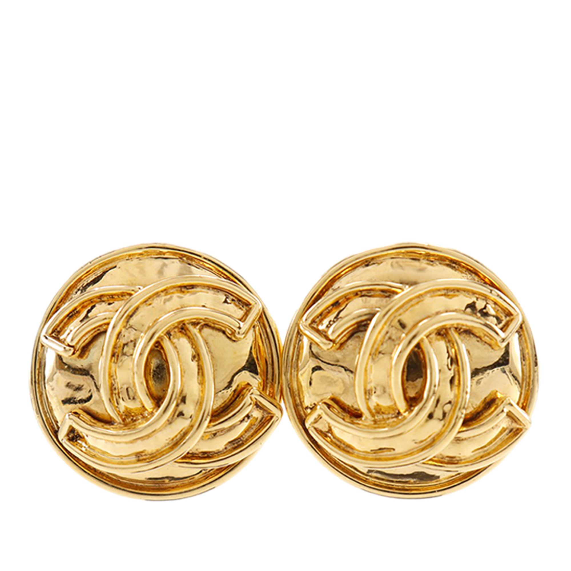 CC Gold Plated Round Clip On Earrings - Image 1