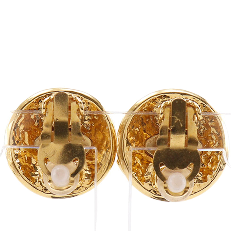 CC Gold Plated Round Clip On Earrings - Image 2