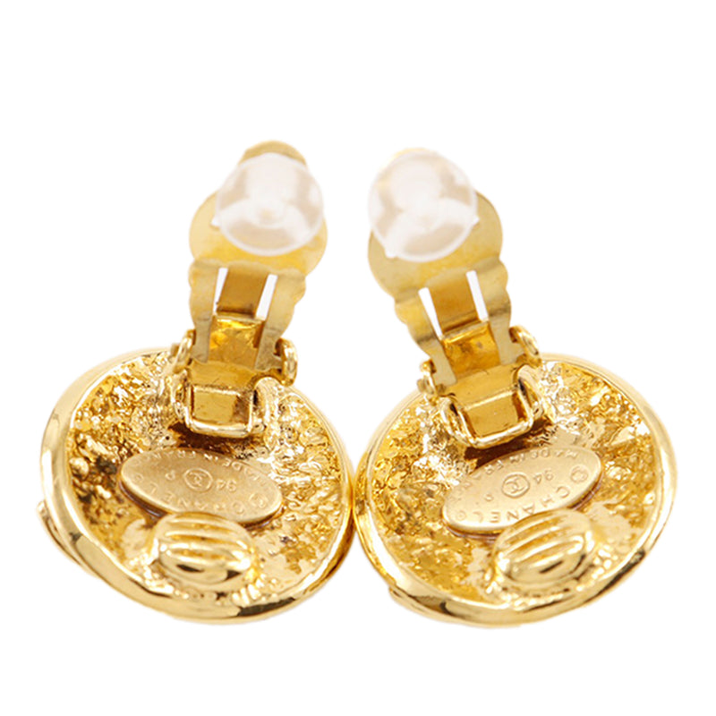 CC Gold Plated Round Clip On Earrings - Image 3