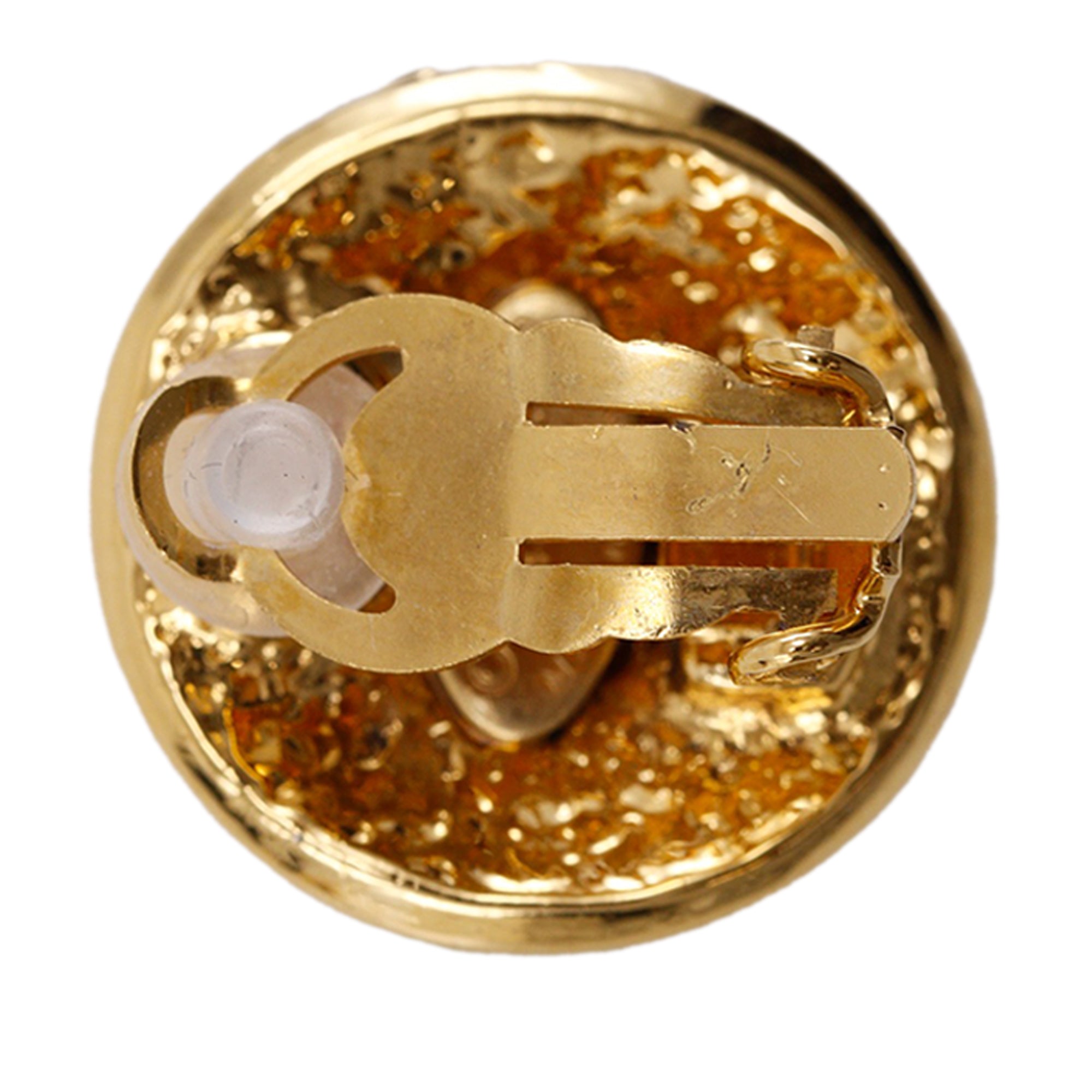 CC Gold Plated Round Clip On Earrings - Image 4