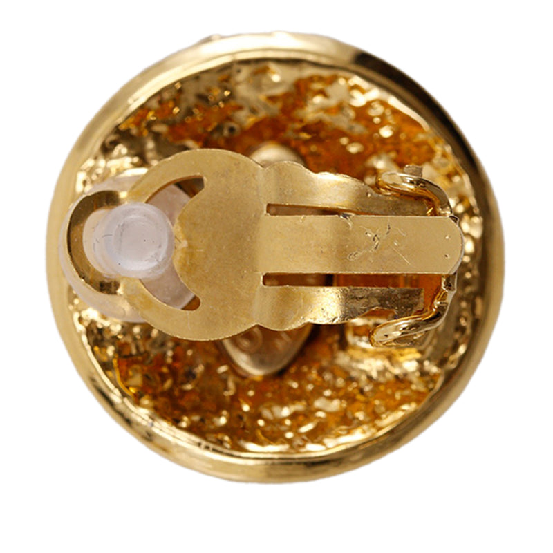 CC Gold Plated Round Clip On Earrings - Image 4