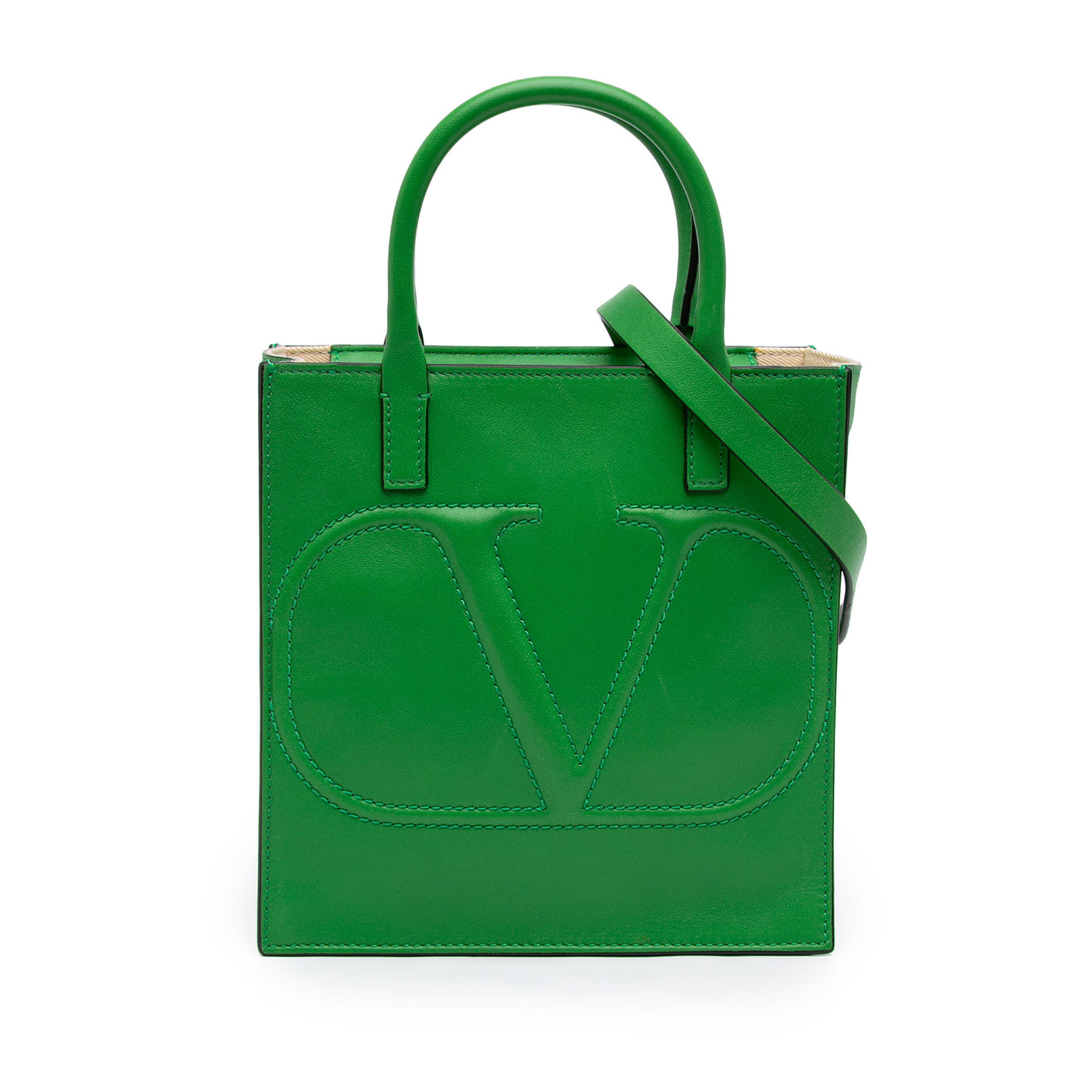 Small Leather VLogo Walk Tote - Image 1