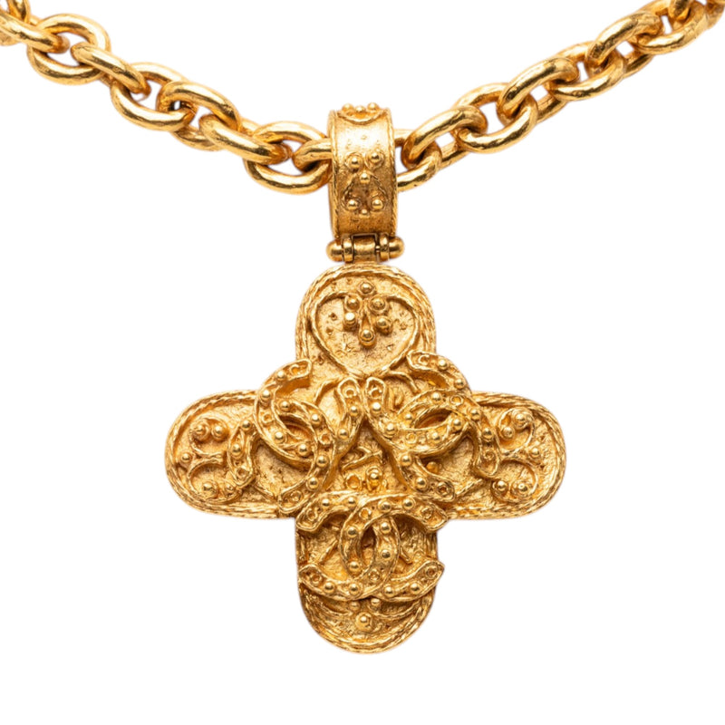 Triple CC Gold Plated Cross Pendant Necklace - Image 2