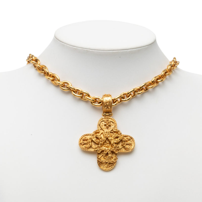Triple CC Gold Plated Cross Pendant Necklace - Image 5