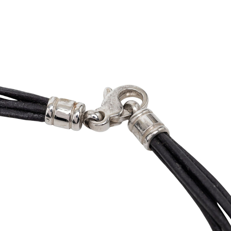 Leather Multi Strand Cord Chocker Necklace - Image 2
