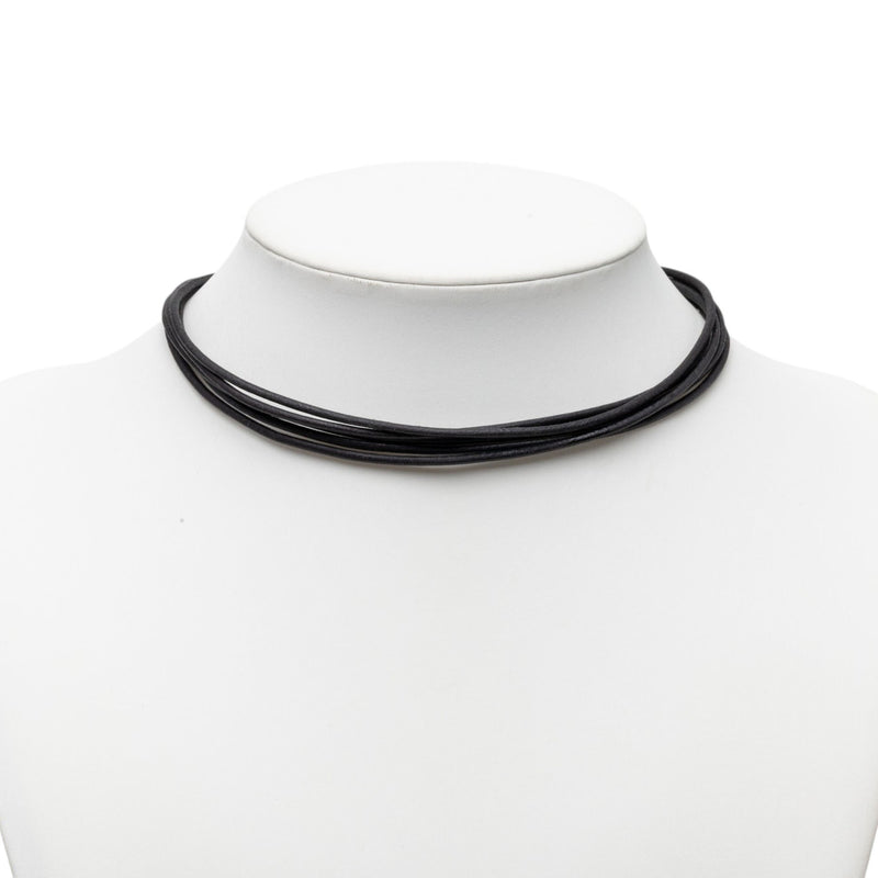 Leather Multi Strand Cord Chocker Necklace - Image 4