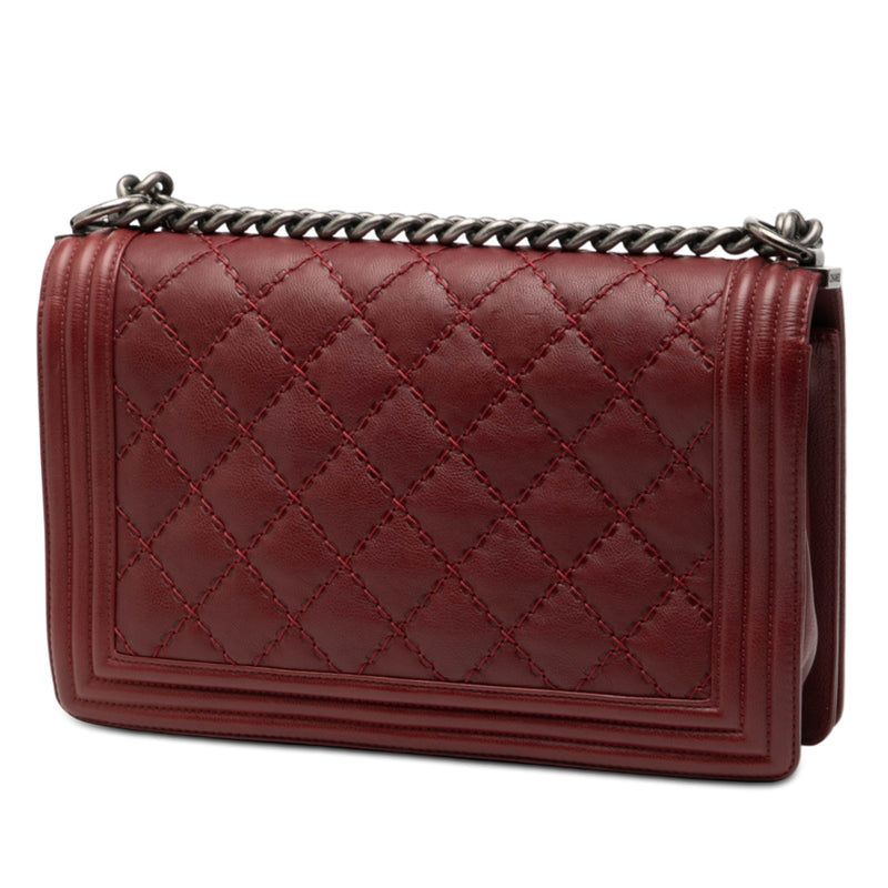Medium Quilted Lambskin Double Stitch Boy Flap - Image 2
